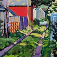 Frenchtown Alley, a plein air oil painting by artist Francisco Silva