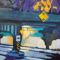 Nighttime Overpass, a plein air oil painting by artist Francisco Silva